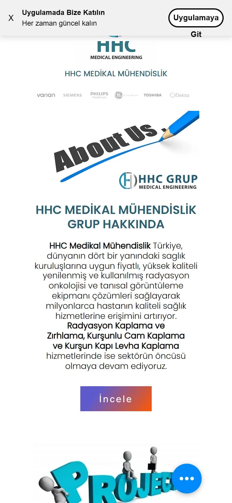 HHC Medikal mobil web sitesi ekran görüntüsü
