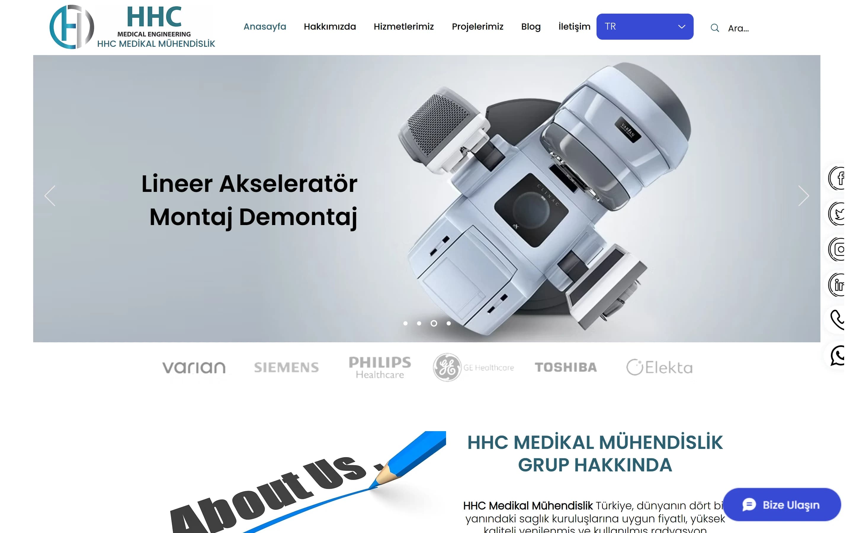 HHC Medikal web sitesi ekran görüntüsü