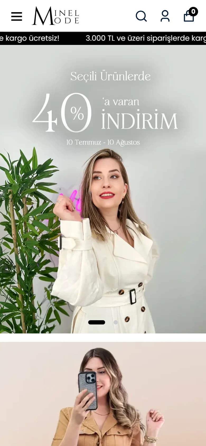 Modeminel mobil web sitesi ekran görüntüsü