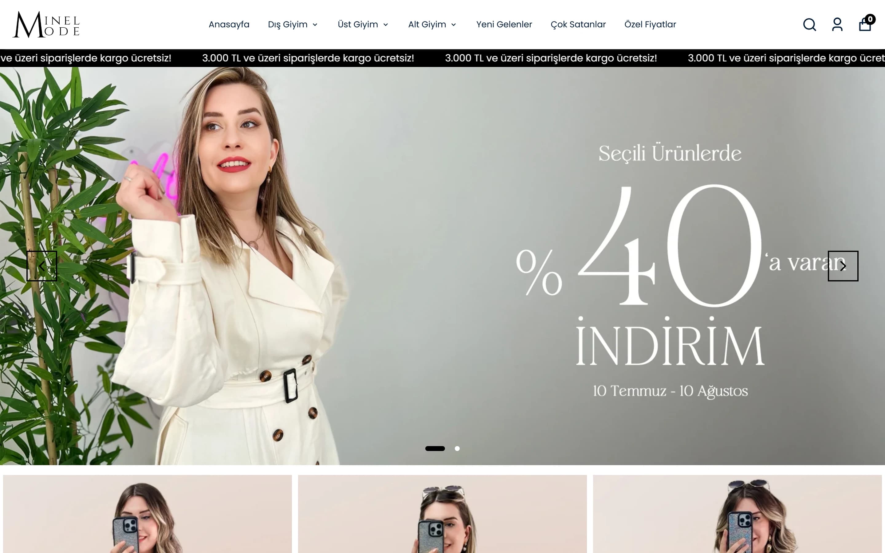 Modeminel web sitesi ekran görüntüsü