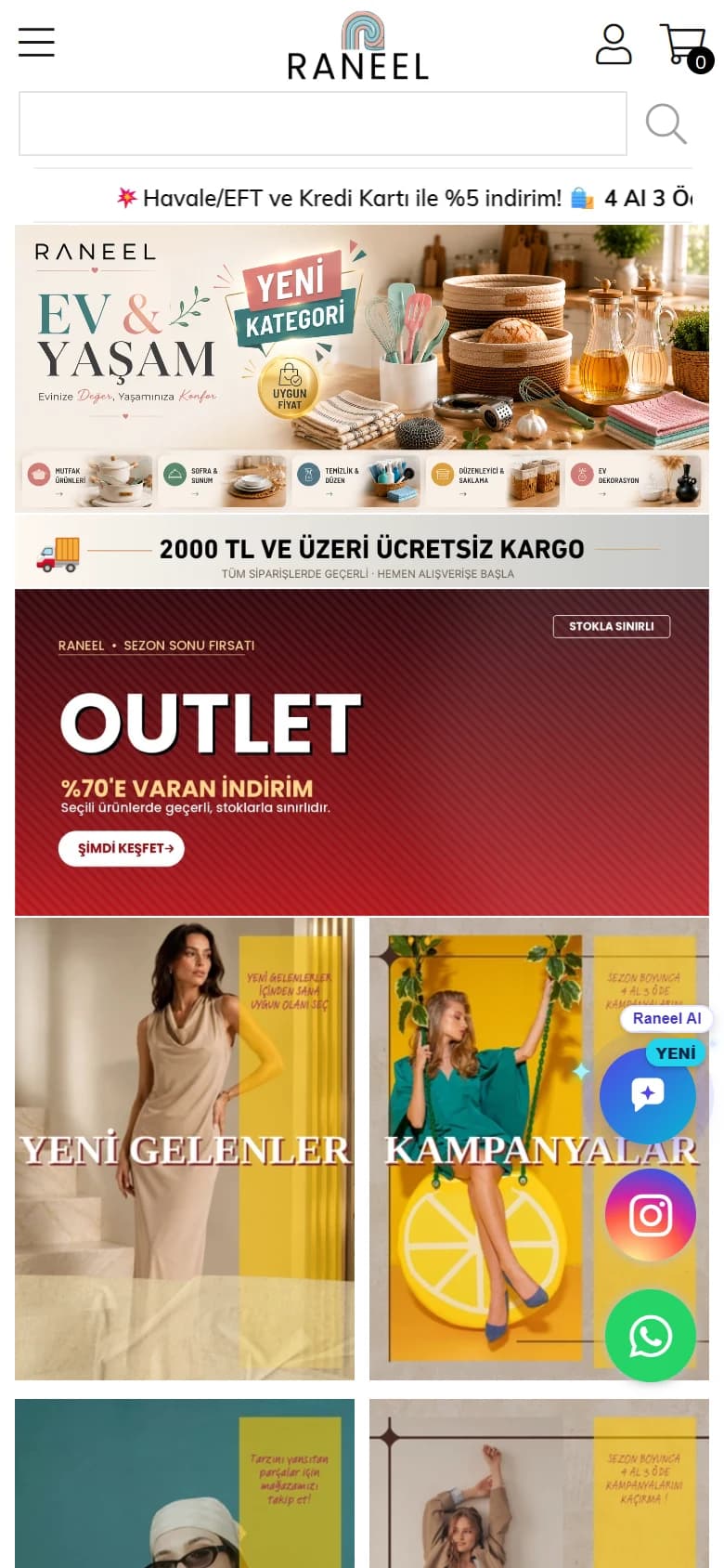 Raneel mobil web sitesi ekran görüntüsü