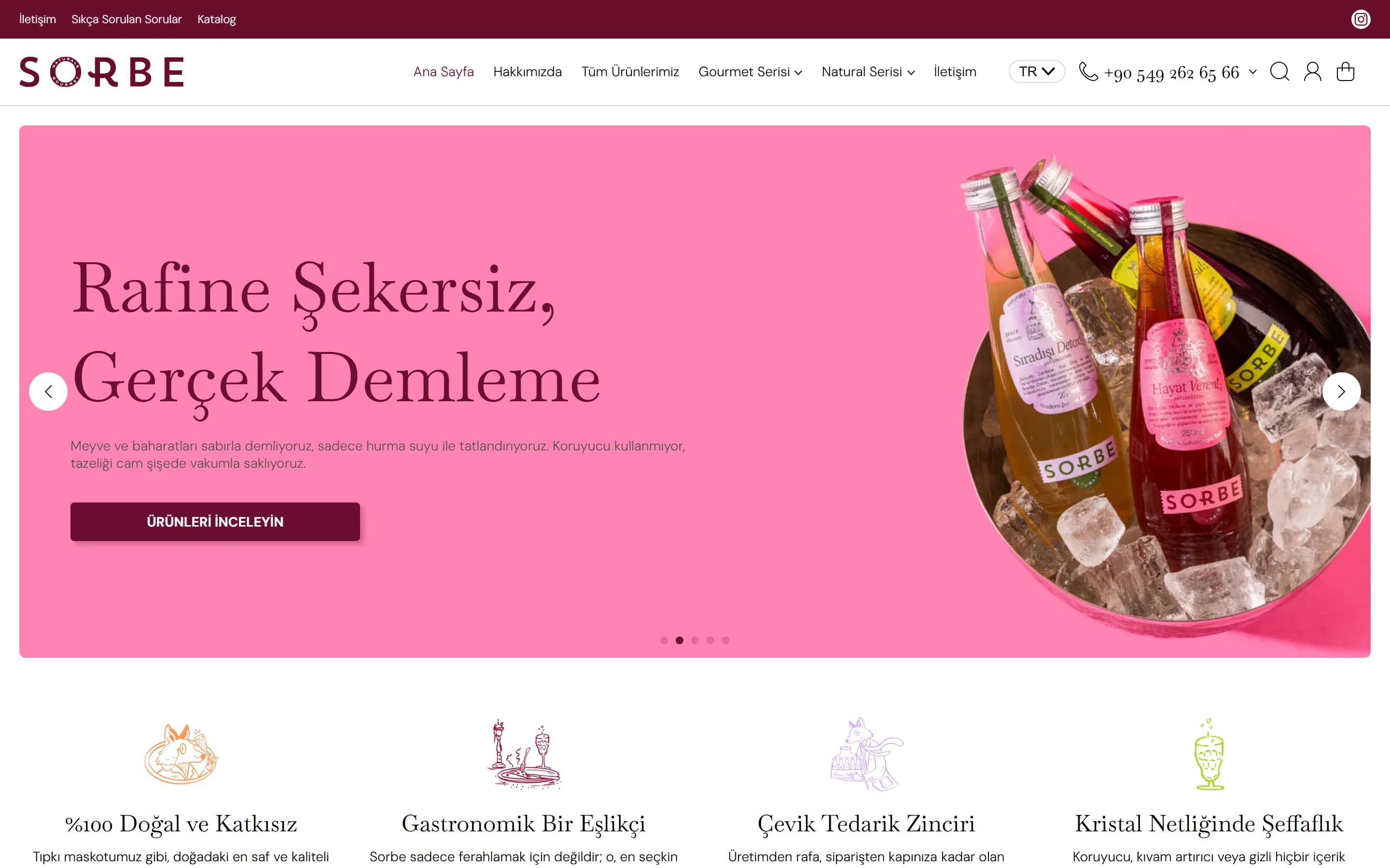 Sorbe Drink web sitesi ekran görüntüsü