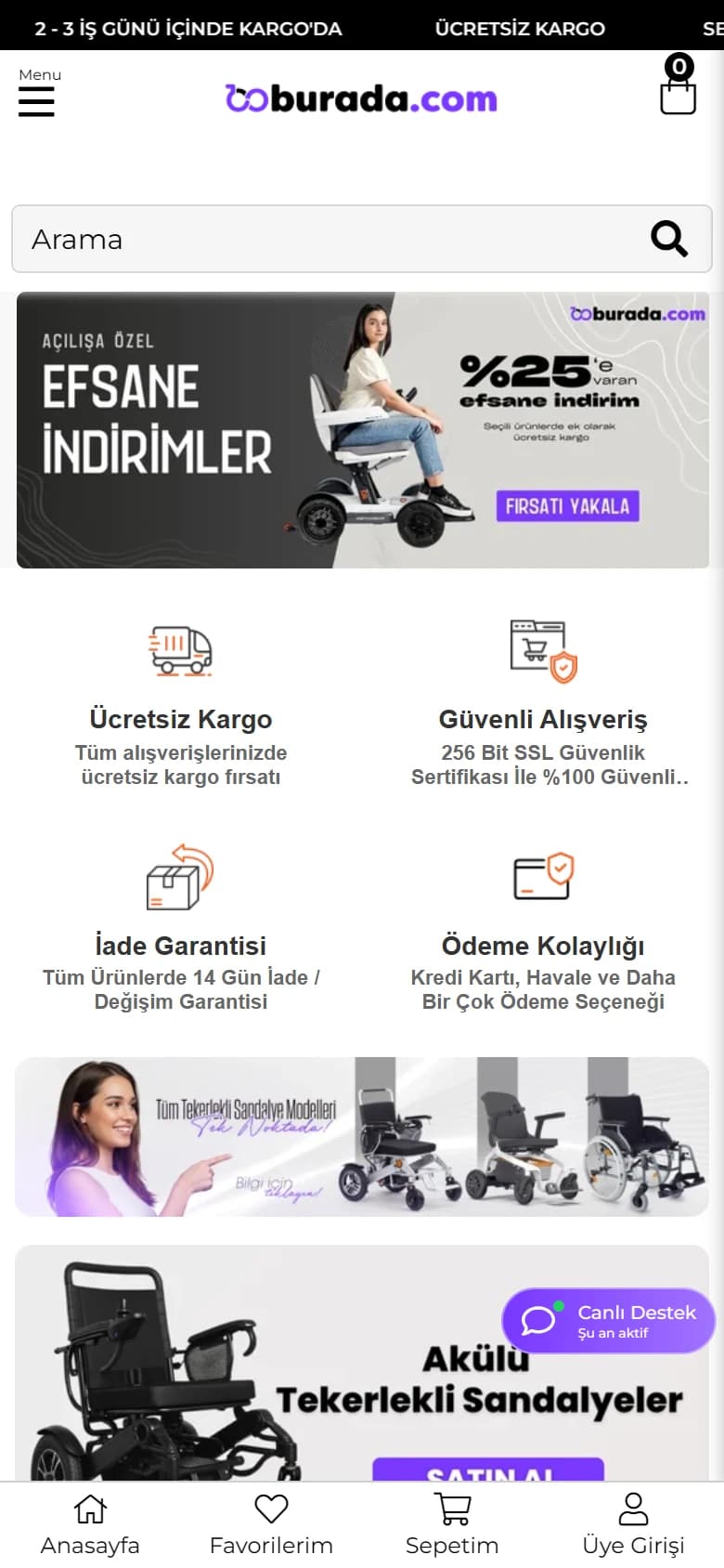 Tekerlekli Sandalye Burada mobil web sitesi ekran görüntüsü