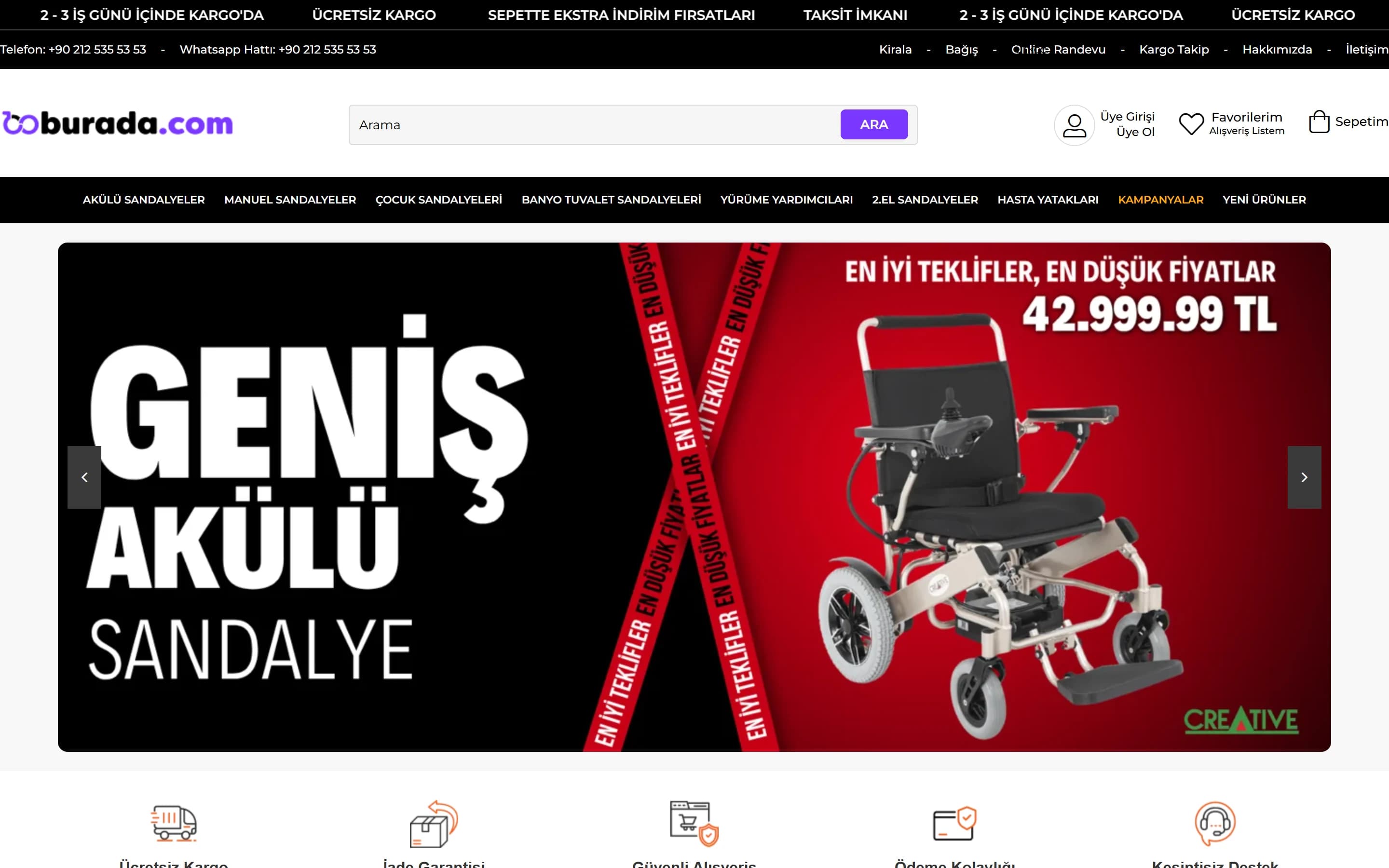 Tekerlekli Sandalye Burada web sitesi ekran görüntüsü